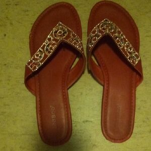 BAMBOO Women's Red Rhinestone Sandals